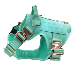 Heavy Duty Tactical Dog Harness Set Dog <strong>Collar</strong> and Leash With Luxury <strong>Gold</strong> <strong>Metal</strong> Buckle and Soft Padded for Dogs - Product Image 4