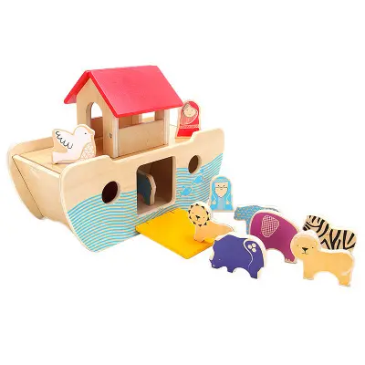 Wooden Noah's Ark Kids Early Educational Wooden Toys Baby Wooden Pirate Ship DIY Disassembly Toy