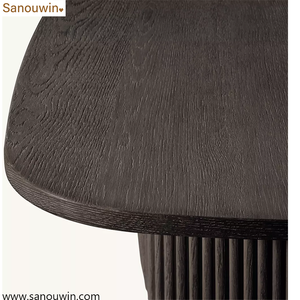 Tavolino da Caffè Rettangolare Moderno Scanalato in Rovere Bianco Massiccio per Soggiorno, Ingresso, Hotel, Arredamento Residenziale - Product Image 4
