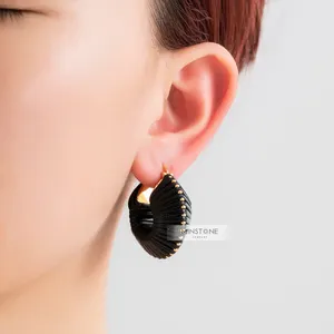 Pu Leather Hoop Earring 18k Real Gold Plated Earring For Women Teen Girls