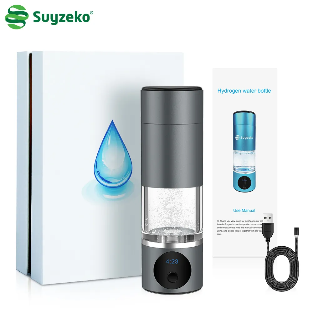 Suyzeko Japón ionizador alcalino H2 taza de agua rica nueva tecnología deporte de alta calidad botella de agua de hidrógeno portátil 6000ppb