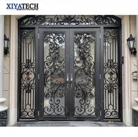 XIYATECH Luxe Extérieur Entrée Principale Porte En Fer Forgé Prix Double Sécurité Entrée Nouvelle Porte De Jardin En Fer Designs