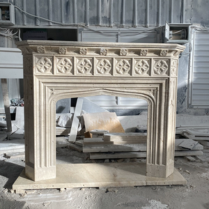 Marble Electric <strong>Fireplace</strong> Yellow Travertine <strong>Fireplace</strong> Beige Marble <strong>Corner</strong> <strong>Fireplaces</strong> <strong>for</strong> Indoor Usage - Product Image 2