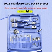 Longhui German Seiko 35 en 1, ensemble de coupe-ongles en acier inoxydable et acier au carbone, ensemble complet pour la maison, kit de manucure et pédicure complet