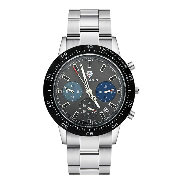 Men Watch Business Multi Time Zone Wristwatch Three Small Pointers Are Not Functioning Waterproof Feature Analog Date Watch