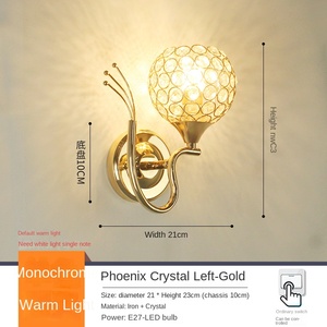 Modern Crystal <b>Wall</b> Lamp with Round Shade Off-White E26 LED 3500K Warm White Touch Control <b>Dimmable</b> <b>Wall</b>-Mounted for Bedroom - Product Image 3
