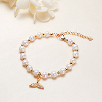 Bracelet queue de poisson en perles HECATE, perles de 6 mm, perles d'eau douce de qualité supérieure, micro-défauts, fait main pour femmes