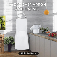 Kit tablier de chef Hyzrz avec chapeau, pour usage en cuisine, léger, 1 poche, réglable, unisexe, cadeau pour le père (blanc), modèle AH001W