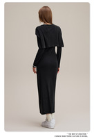 Robe longue maxi ajustée pour femme, élégante, sexy, tendance, style vintage, délavée, avec ourlet personnalisé et fente latérale
