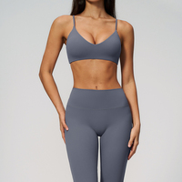 Soutien-gorge de sport pour femme à haute élasticité, col en V, rembourré, bretelles réglables, anti-choc, idéal pour la gym, la course, le fitness et le yoga