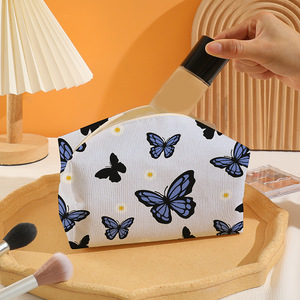 Bolsa <span class=keywords><strong>de</strong></span> Maquillaje Azul con Mariposas para Mujer, Bolsa <span class=keywords><strong>de</strong></span> Almacenamiento <span class=keywords><strong>de</strong></span> Pana, Bolsa Cosmética Octogonal con Cierre, Bolsa <span class=keywords><strong>de</strong></span> Almacenamiento <span class=keywords><strong>de</strong></span> Cosméticos Grande <span class=keywords><strong>de</strong></span> Poliéster - Product Image 3
