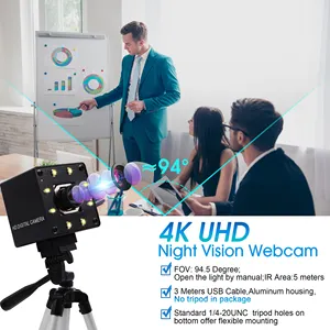 ELP-cámara web 4K USB, lente de enfoque automático sin distorsión, Webcam Ultra HD con Sensor IM415, minicámara IR