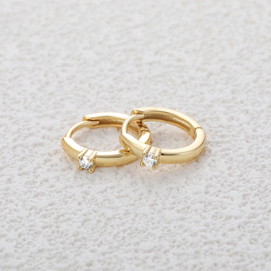 Boucles d'oreilles CANNER 2023 S925 en argent sterling avec un seul diamant moissanite, lisses, pour femmes, pour mariage ou soirée, plaquées or 18 carats - Product Image 1