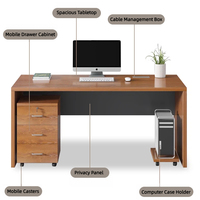 Escritorio de Computadora Comercial de Madera Ecológica, Estilo Antiguo, Ajustable, Multifuncional, Resistente al Agua, Mesa de Oficina con Silla