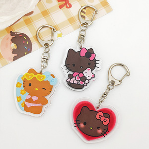 พวงกุญแจอะคริลิคใสลายการ์ตูนแมวสีดำน่ารัก พิมพ์ลาย UV  ขายส่ง - Product Image 2