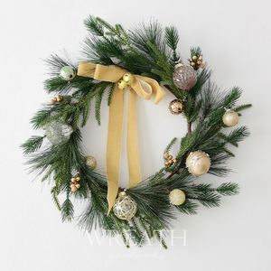 Guirnalda Navideña Escandinava de 50 cm, Decoraciones para Puertas y Ventanas, Corona Circular de Ratán y Guirnaldas para la Época Festiva - Product Image 1