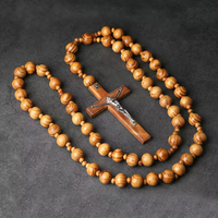 Religions mur chrétien ornements mur catholique décoratif suspendu pin perles croix chapelet jésus bois artisanat pendentif