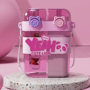 Botella de Agua Kawaii para Niños, de Gran Capacidad, con Pajita, Diseño de Vientre Hinchado, Doble Boca, Linda, de Grado Alimenticio - Product Image 3