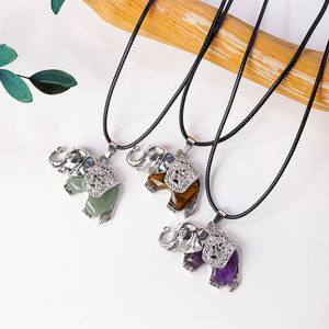 Commercio all'ingrosso di cristallo naturale <span class=keywords><strong>elefante</strong></span> collana di pietre preziose artigianato per le donne degli uomini per gioielli regali souvenir - Product Image 6