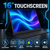 Moniteur portable tactile 16 pouces ODM 1920x1200 IPS FHD Plus 14 mm avec étui en cuir gratuit, double USB-C, HD-MI, pour le travail de bureau et les ordinateurs portables