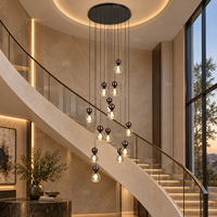 Lustre d'escalier de luxe moderne pour villa, hall d'hôtel, escalier de duplex, hall d'entrée, design de vide de plafond de luxe