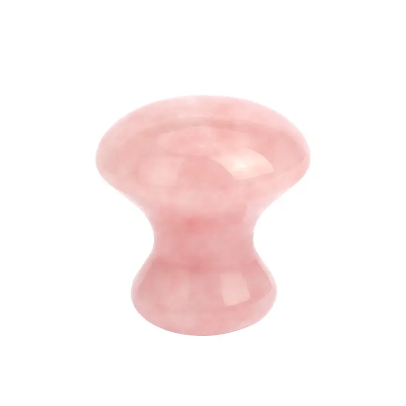 Massageador de cuidados com a pele, ferramenta para massagear o rosto, corpo, pedra de massagem em forma de cogumelo, cogumelo de quartzo rosa Gua Sha