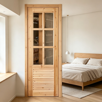 Porte intérieure en bois de cèdre massif avec persiennes en verre, porte de chambre en bois naturel pour la décoration de la maison