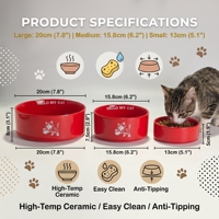 Mangkuk Keramik Kartun untuk Kucing Anti-Jerawat Anti-Tumpah Anti-Selip 3 Ukuran 13-20cm untuk Kucing Anjing Kecil OEM