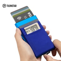 TILONSTAR TVC106 Hadiah Unik Pria Dompet Kartu Kredit RFID Billeteras Para Hombre Tempat Kartu Aluminium Pop Up