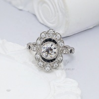 Bague vintage en argent sterling 925, diamant moissanite de forme ronde OEC 1 carat D VVS1, cadeau pour femme