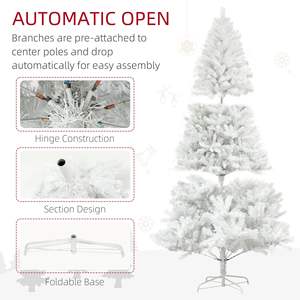 Sapin de Noël artificiel pré-éclairé DB 7,5 pieds, 1346 pointes de branches, lumières LED chaudes, base en acier, décoration intérieure pour les fêtes - Product Image 4