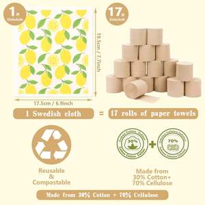 Vente en gros Serviette de cuisine écologique biodégradable au design personnalisé Éponge en cellulose Torchon à vaisselle suédois - Product Image 3