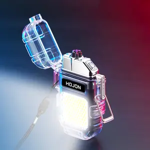 COB发光二极管照明独特防水透明无焰双弧手电筒吸烟用打火机