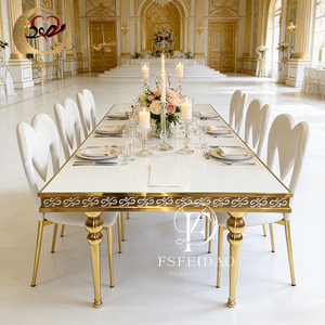 Table de salle à manger de style moderne, base en acier inoxydable, design luxueux, style mid-century - Product Image 2