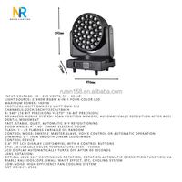 Projecteur de scène à tête mobile DMX512 LED RGBW 37x40W avec zoom, en aluminium, pour discothèque