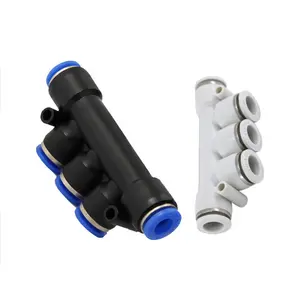 CHDLT High Quality PK-10 5 Way Thread Air Hose Tube Connector Plastic Pneumatic One Touch Fitting Quick Fitting Connector