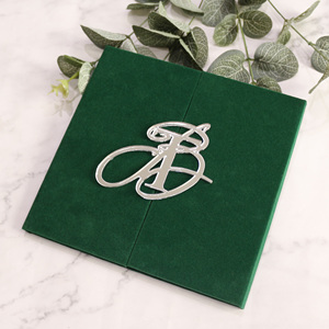 Folio drôle personnalisé velours vert foncé couverture rigide <span class=keywords><strong>faire</strong></span>-<span class=keywords><strong>part</strong></span> de <span class=keywords><strong>mariage</strong></span> fait à la main de luxe argent miroir cartes d'invitation - Product Image 6