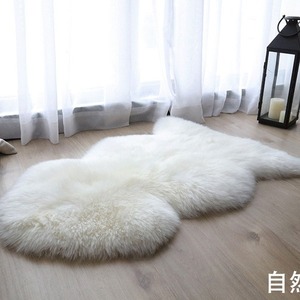 Alfombra de piel de oveja ovalada blanca lavable para sala de estar, dormitorio, entrada - Product Image 2