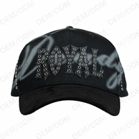 Topi Olahraga Hitam Minimalis Urban Bordir 3D 100% Katun OEM ODM Laris Manis Dengan Mockup Gratis untuk Acara Golf Grosir