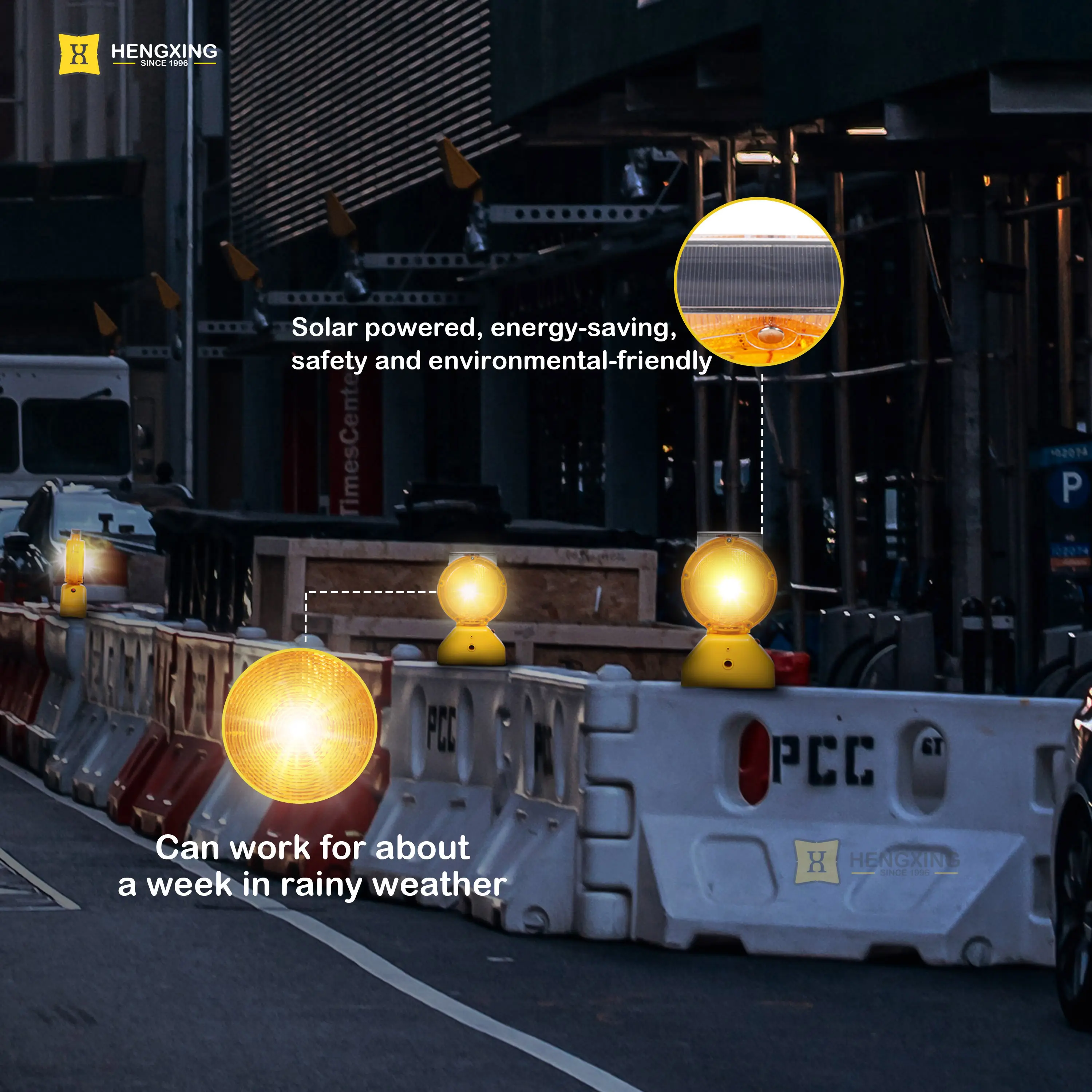 WL05S Led Solar Warning Light Flashing Barricade Light Flashing Construction Safety Automatic