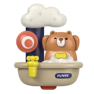 Baby bath toy Baby Fun Bear Float Play Water Spray Bubbles Machine Set Plastic Kids Bath Tub Toys