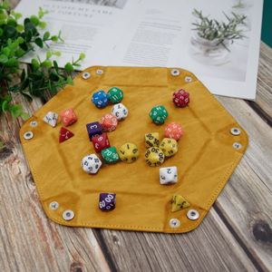 Hexagonal Foldable Dice Tray Faux Leather Velvet Lining Tabletop Game Dice Holder Multi-use Jewelry Coin Storage Tray - Product Image 3