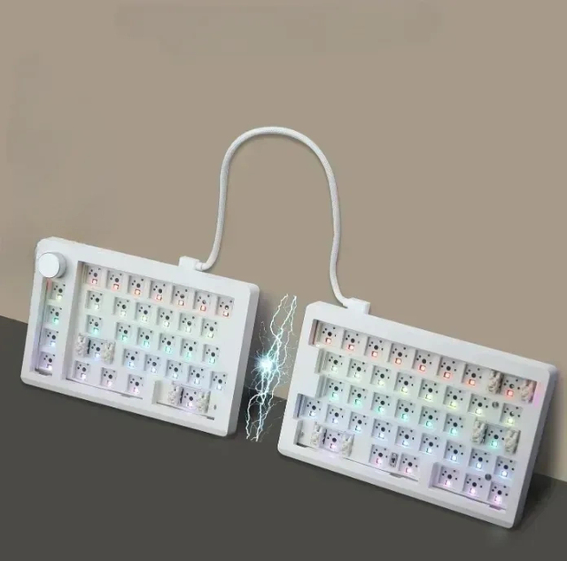 Gmk70 Wireless Hot Swap 3-mode Rgb Ergonomic Gaming Keyboard Split Type Custom Mechanical Gaming Keyboard Barebone Kit