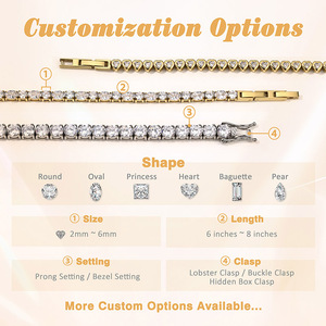 Nuovissimo Bracciale Tennis in Acciaio Inossidabile con Incastonatura a Castone, Zirconia Cubica AAA, Placcatura PVD, Impermeabile, Gioielli Personalizzabili - Product Image 4