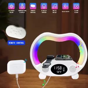 Home G Speaker Led Alarm Clock Universal Charger Digital Rgb Alarm Clock Night Light Beside Lamp Wireless Chargers With Speaker