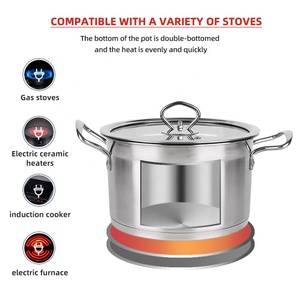 Batterie de cuisine antiadhésive en acier inoxydable, comprenant une marmite à soupe et une casserole à lait avec couvercle et poignée – Vente chaude - Product Image 4