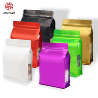 Pochette zippée prête à l'emploi, colorée, dorée, noire, rouge, avec fermeture à huit côtés, emballage plat, fond plat, sac de rangement en mylar pour aliments, thé