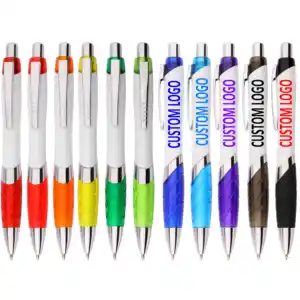 Bolígrafos de plástico personalizados con logotipo impreso, productos de regalo promocional personalizados, con agarre