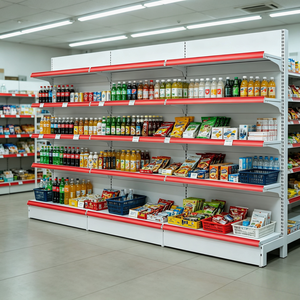 Scaffalatura Gondola in Metallo Bianco <span class=keywords><strong>per</strong></span> Supermercati, Espositore con Canale Prezzi Rosso <span class=keywords><strong>per</strong></span> Negozi di Alimentari - Product Image 3