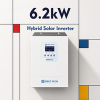 Onduleur solaire hybride tout-en-un 6,2 kW monophasé/biphasé double MPPT, 6 unités en parallèle, avec fonction UPS de secours pour entrepôt